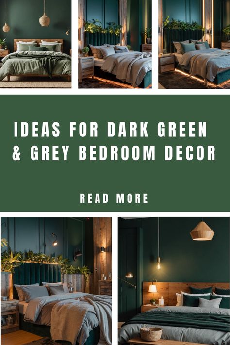 Ideas for dark green and grey bedroom decor in various styles, read more. Gray And Forest Green Bedroom, Black Green Bedroom Ideas, Dark Green And Beige Bedroom, Dark Green And Grey Bedroom, Green Grey Bedroom, Green And Grey Bedroom Ideas, Green And Grey Bedroom, Forest Green Bedrooms, Dark Green And Grey