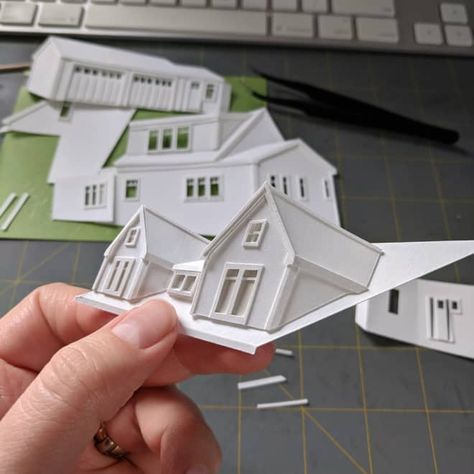 This Artist Will Make a Beautifully Detailed Model of Your House Out of Paper Paper Model Architecture, Paper Models House, Paper Objects, Paper Architecture, Paper Cutout Art, Making A Model, Model Train Scenery, Paper Craft Tutorials, Architecture Model House