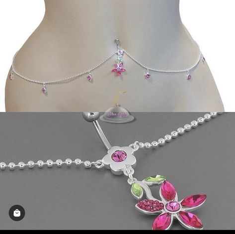 Bellybutton Piercings, Belly Button Piercing Jewelry, Belly Piercing Jewelry, Flower Chain, Cool Piercings, Belly Button Jewelry, Cute Piercings, Belly Jewelry, Body Jewelry Piercing