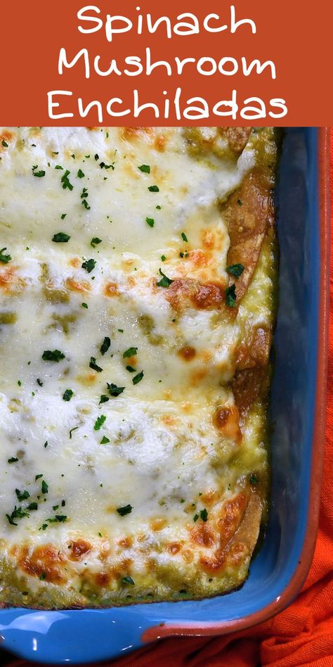 Spinach And Cheese Enchiladas, Spinach Enchilada, Mushroom Enchiladas, Soft Corn Tortillas, Chicken Spinach Mushroom, Spinach Enchiladas, Vegetable Enchiladas, Veggie Enchiladas, Spinach And Mushrooms