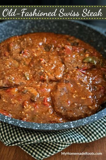 Mccormick Swiss Steak Recipe, Swiss Steak Recipes Oven, Old Fashioned Swiss Steak Recipe, Swiss Steaks, Peper Steak, Swiss Steak Recipe, Swiss Steak Recipes, Meatball Stew, Cube Steak Recipes