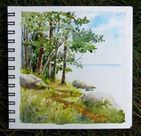 Everyday Artist: Step-by-Step Watercolor: Lake Scene Watercolor Lake Scene, Watercolor Techniques Tutorial, Creativity Ideas, Lake Scene, Step By Step Watercolor, Learn Watercolor, Watercolor Tips, Watercolor Lessons, Painting For Beginners