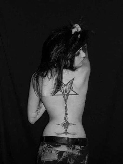 : Satanic Tattoo, Satanic Tattoos, Black Metal Girl, Witchy Nails, Tattoo Girl, Metal Girl, Tattoo You, Compass Tattoo, Dreamcatcher Tattoo