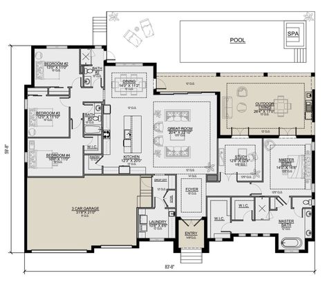 Single Story House Floor Plans, House Themes, House Kits, French Country House Plans, Nice House, Build Plans, Floor Plan Drawing, Home Design Floor Plans, Floor Plan Layout