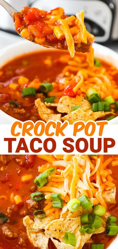 Crock Pot Mexican Recipes Ground Beef, Slow Cooker Taco Soup Beef, Diced Tomatoes And Green Chilies Recipes, Rotel Soup Recipes, Rotel Recipes Dinner Tonight, Taco Soup With Rotel, Crohns Meals, Rotel Soup, Crockpot Taco Soup