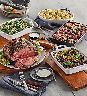 Garlic Red Mashed Potatoes, Entertaining Appetizers, Impressive Dinner, Cooking Prime Rib, Lemon Butter Chicken, Meal Kits, Prime Rib Roast, Sprouts With Bacon, Rib Roast