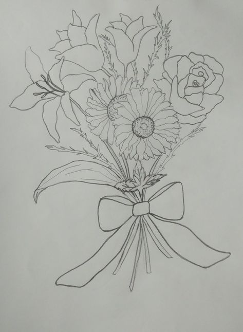 pencil drawing easy bouquet design flowers bouquet handmade handDrawn Cute Flower Bouquets Drawings, Flower Bouquet Sketches Pencil, Aesthetic Flower Bouquet Drawing, Drawing Of Flower Bouquet, Bouquet Art Drawing, Drawing A Bouquet Of Flowers, How To Draw A Bouquet Of Flowers Easy, Bouquet Of Flowers Painting Easy, Floral Arrangement Drawing