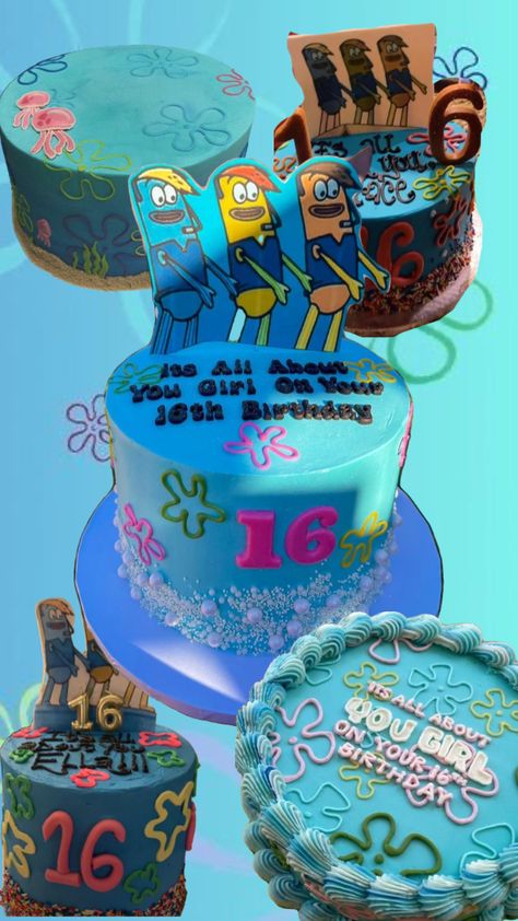 #spongebob #birthdaycake #cakeideas #birthdaygirl Spongebob Birthday Party Sweet 16, Spongebob Themed Cake, Pearl Spongebob Sweet 16 Cake, Pearl 16th Birthday Spongebob Cake, Spongebob 16th Birthday, 16 Birthday Spongebob, Spongebob Burger Car, Spongebob 16th Birthday Cake, Sponge Bob Cupcakes