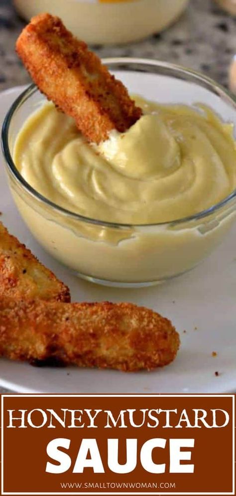 A delectable sauce that you can whip up in 2 minutes! Honey Mustard Sauce is so simple to make. Just mix all the ingredients together in a bowl for a creamy sauce for chicken, fish, sandwiches, and onion rings. The ways to serve this easy food recipe are endless! Honey Mustard Recipe, Honey Mustard Sauce Recipe, Creamy Honey Mustard, Creamy Sauce For Chicken, Honey Mustard Dip, Honey Mustard Recipes, Creamy Honey, Honey Mustard Dipping Sauce, Sandwich Sauces