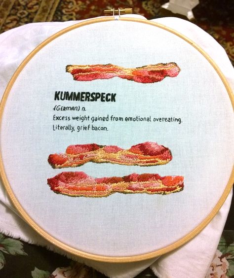 Bacon Embroidery, Food Embroidery, Spaghetti And Meatballs, Halloween 2024, A Level Art, Crafty Craft, A Food, Needlework, Bacon