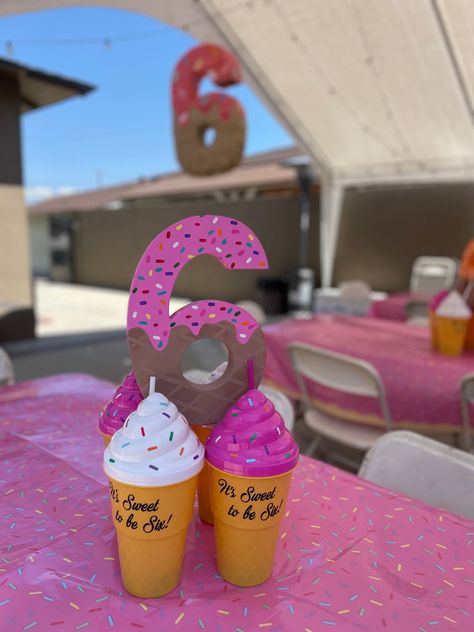 Ice cream theme Ice Cream Party Centerpieces, Ice Cream Centerpieces, Cream Centerpieces, Fun Centerpieces, Ice Cream Theme, Ice Cream Truck, Ice Cream Party, Party Centerpieces, 4th Birthday