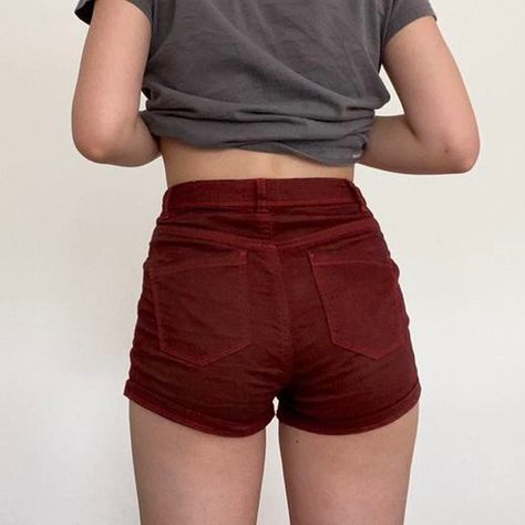 Maroon Jeans, Corduroy Shorts, Mini Short, Mini Shorts, Aesthetic Grunge, Shorts Jeans, Ladies Fashion, Black Denim Shorts, Jean Shorts