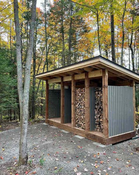 These 10 Wood Shed Ideas Will Keep Your Wood Dry All Winter Coal Storage Ideas, Wood Shed Ideas, Log Shed, Firewood Storage Outdoor, Barn Style Shed, Wood Shed Plans, Firewood Shed, Shed Ideas, Wood Storage Sheds