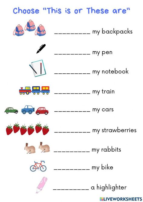 One Many Worksheet For Kindergarten, This Is Worksheet, This Is That Is These Are Those Are, This Or That Worksheet For Kindergarten, One Many English Worksheet, Worksheet For Ukg English, This Is And These Are Worksheets, This Or These, This And These Worksheets