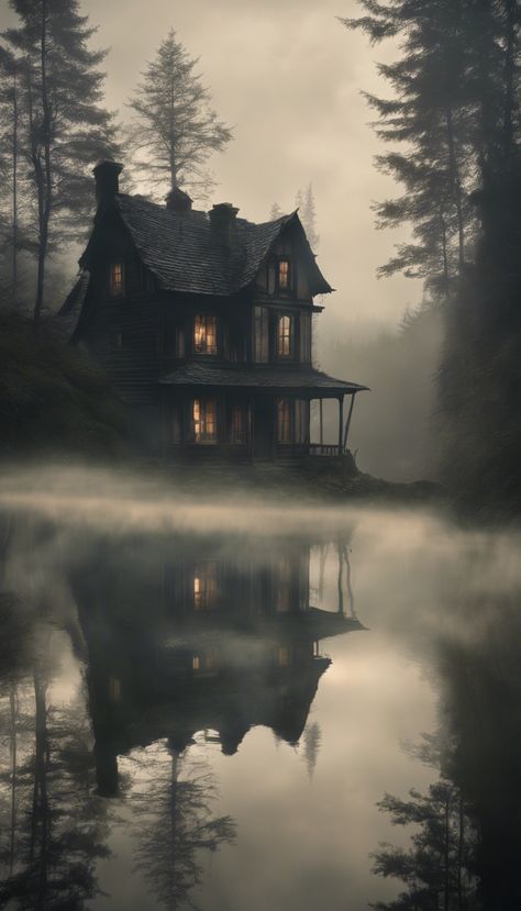 Creepy Abandoned Houses, Haunted House Photography, Spooky Cabin, Gothic Haunted House, Spooky Landscape, Haunted House Pictures, Facts About Halloween, Forest Morning, Spooky Houses