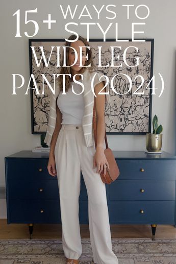 Looking for outfit inspiration on how to style wide leg pants? This post shows ideas for 15 ways to style wide leg pants. Get inspired to create chic and trendy looks with wide leg pants and wide leg trousers! Wide Leg Pants With Coat, Wide Leg Pants And Flats Outfit, Blouse And Wide Leg Pants, What Shoes With Wide Leg Trousers, Wide Cream Trousers Outfit, How To Style Beige Wide Leg Pants, Oatmeal Wide Leg Pants Outfit, Wide Leg Interview Outfit, Shirts With Wide Leg Pants