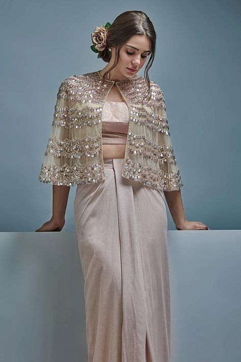 Buy Saaksha & Kinni Ivory Chiffon Placement Floral Print Cape Online | Aza Fashions Short Capes For Dresses, Pakistani Cape Dresses, Cape Dress Indian, Cape Dresses, Sheer Cape, Cape Blouse, Jacket Designs, Cape For Women, Sequin Cape