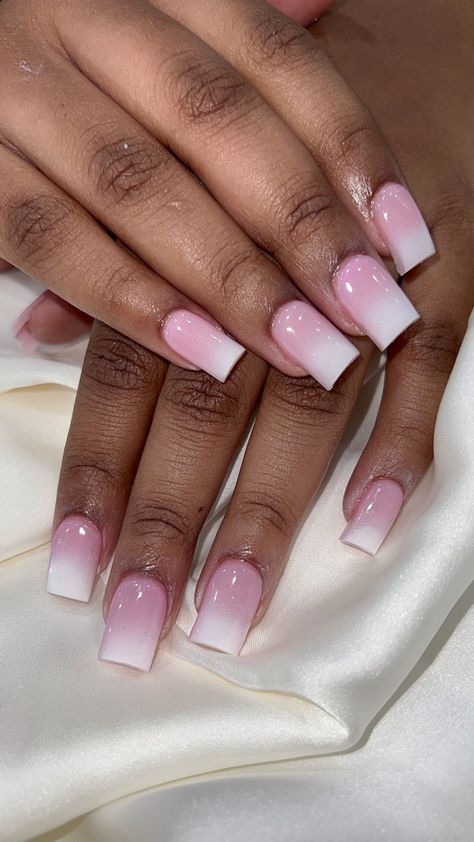 Pink Pretty Nails, White Ombré Nails, Sqaure Nails, Blush Pink Nails, Nails Short Square, Green Acrylic Nails, Ombré Nails, Toe Nail Color, Punk Nails