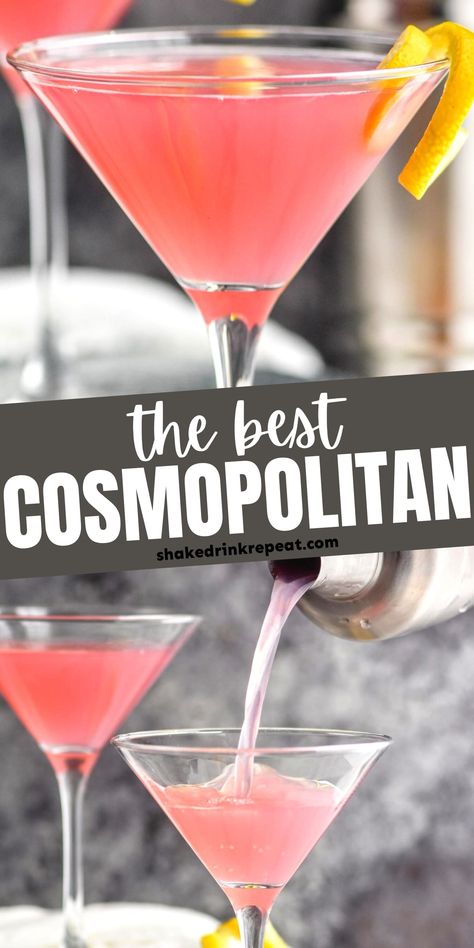 Cosmopolitan Drink Recipe, Shake Drink, Cosmopolitan Cocktail Recipes, Cosmopolitan Drink, Cosmopolitan Cocktail, Martinis Drinks, Cocktail Drinks Alcoholic, Cranberry Cocktail, Shakes Drinks