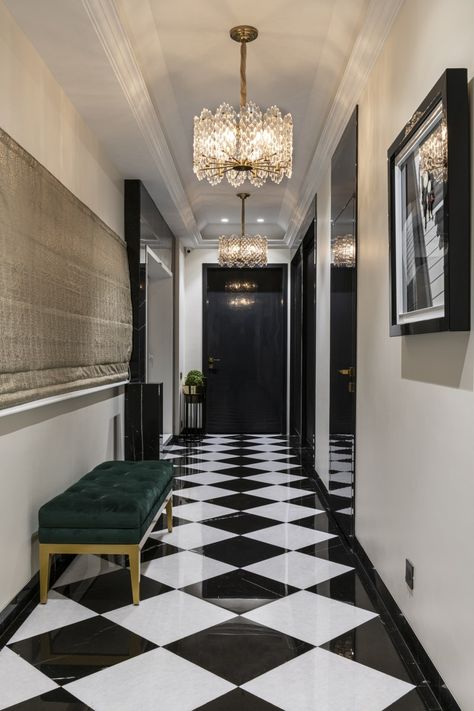 A Contemporary Art Deco Style Home | Prachi Kothari Designs - The Architects Diary Art Deco Hallway, Modern Art Deco Interior, Art Deco Style Interior, Art Deco Kitchen, Art Deco Living Room, Contemporary Art Deco, Art Deco Bedroom, Opulent Interiors, Art Deco Interior Design