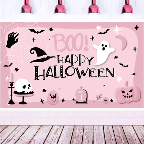 Large 71" X 43" Pink Halloween Backdrop, Pink Halloween Party Decorations, Pink Halloween Decorations Backdrop for Girls, Pink and Black Halloween Decorations #ad #halloween #halloweenparty #halloweenpartyideas #halloweenpartytheme #halloweenpartydecorations #halloweenpartysupplies #halloweenbackdrop #pinkandblackhalloweenparty #halloweendecorations #halloweendecor Black Halloween Decorations, Pink Halloween Decorations, Pink And Black Halloween, Pink Halloween Party, Party Decorations Pink, Backdrop Pink, Halloween Party Decorations, Halloween Backdrop, Halloween Party Supplies