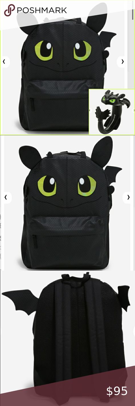 HOW TO TRAIN YOUR DRAGON Toothless BACKPACK & RING! Toothless Backpack, Totoro Backpack, Sailor Moon Backpack, Dragon Backpack, Totoro T Shirt, Dragon Toothless, Black Cat Plush, Sailor Moon Luna, Toothless Dragon