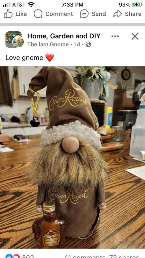 Crown Royal Gnomes, Crown Royal Gnome, Crown Royal Crafts, Crown Royal Bags, Shabby Chic Diy Crafts, Make A Crown, Teacup Crafts, Gnomes Diy, Diy Gnomes