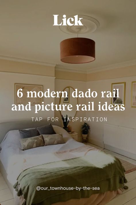 If you're looking for a way to make your period property stand out or if you want to add detailing to an otherwise minimalist room: look no further. The ongoing popularity of dado and picture rails proves that this decor trend is here to stay. That's why we're giving you six ideas on how to create a modern take on this timeless classic with our wall paint. Picture Rail Ideas, Dado Rail Bedroom, Dado Rail Ideas, Picture Rail Bedroom, Picture Rails, Wall Paneling Diy, Dado Rail, Picture Rail, Period Property