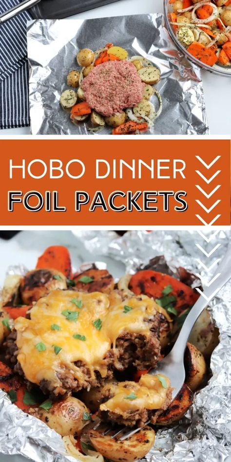 Tim Foil Dinners, Hobo Hot Dish Recipes, Hamburger Hobo Dinner Foil Packets, Hobo Recipes, Hobo Foil Packs, Hobo Dinner Foil Packets, Dinner Foil Packets, Hobo Dinner Recipes, Camping Recipes Dinner