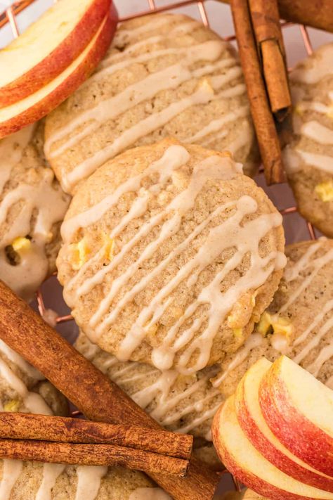 Yummy Fall Desserts, Cider Cookies, Apple Cider Cookies, Pumpkin Crunch Cake, Fall Cookie Recipes, Soft Cookie Recipe, Pumpkin Crunch, Apple Glaze, Apple Dump Cakes