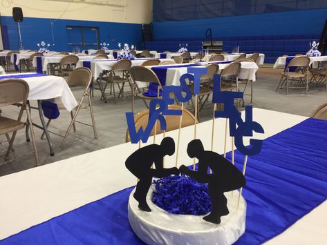 Wrestling Centerpiece Ideas, Wrestling Decorations, Wrestling Banquet Ideas, Wrestling Banquet, Athletic Banquet, Wrestling Party, Banquet Centerpieces, Banquet Decor, Sports Banquet