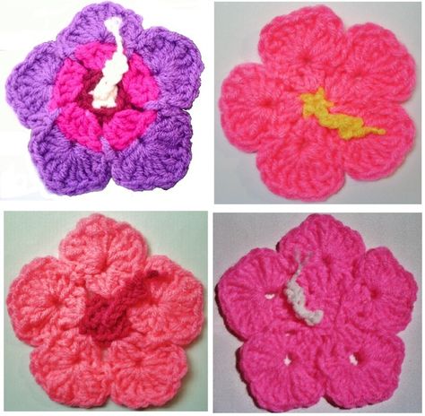 Crochet Pattern PDF file for Hibiscus Flower & Leaf Coasters & Hot Pads #404 Hibiscus Crochet, Hot Pads Crochet, Crochet Ripple Afghan Pattern, Crochet Ripple Afghan, Hawaiian Crafts, Crochet Flower Tutorial, Flower Leaf, Crochet Flower Patterns, Crochet Applique