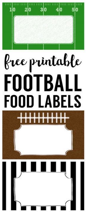 Football Food Labels free printable. DIY football party decorations for your super bow party, football team party, football birthday party, or baby shower. Diy Football Party, Labels Free Printable, Football Super Bowl, Football Banquet, Football Party Decorations, Football Baby Shower, Football Diy, Bow Party, Sports Birthday Party