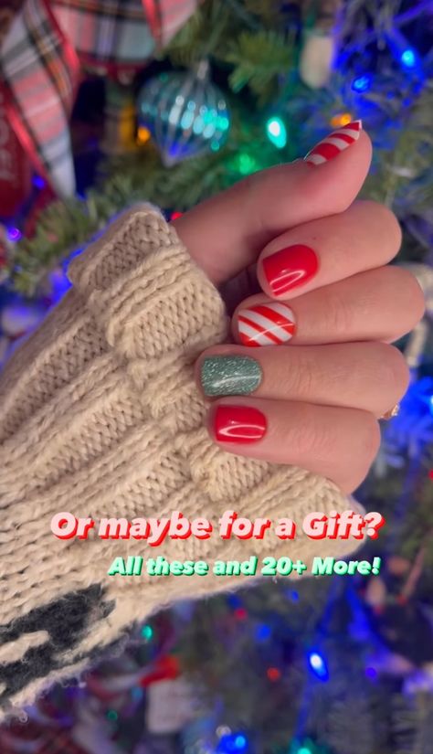 Red Aspen Christmas Mani Mix Up, Red Aspen Christmas Nails, Dash Nails, Aspen Christmas, Christmas Mani, Red Aspen Nails, Aspen Nails, Candy Cane Nails, Red Aspen