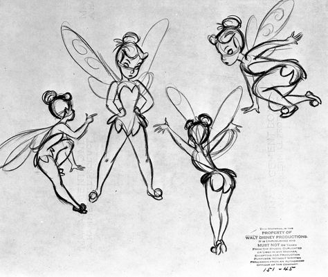 Tinker Bell drawn by Milt Kahl Neverland Fairies, Fred Moore, Disney Character Sketches, Milt Kahl, Marc Davis, Tinkerbell Disney, Peter Pan And Tinkerbell, Animation Disney, Drawing Prompts