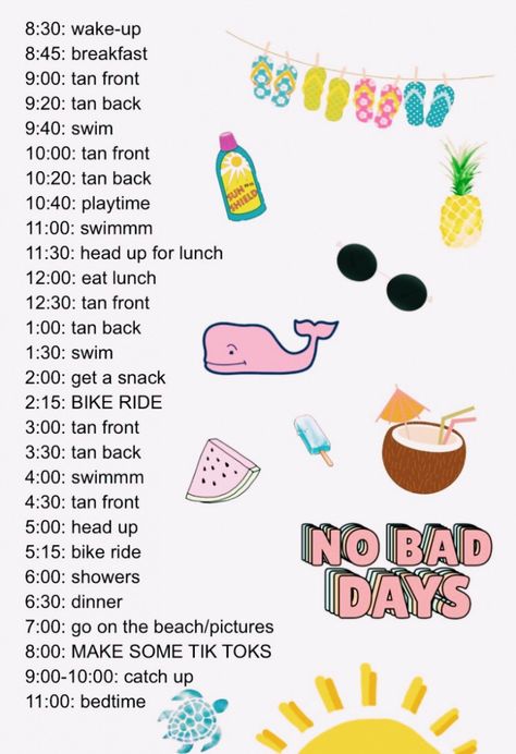 Tanning Schedule, Sleepover Plans, Summer Bucket List For Teens, How To Tan, Tanning Routine, Bucket List For Teens, Summer Checklist, Summer List, Summer Schedule