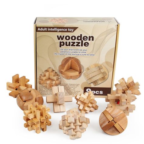 Kong Ming Luban Lock Chinese Traditional Toy Wooden Puzzles Classical Intellectual Wooden Educational Toy Gift  6 pcs/box T163 Wooden Lock, Chinese Puzzle Box, Wooden Block Puzzle, Fidget Cube, Wooden Educational Toys, Cheap Toys, Cube Puzzle, Traditional Toys, Lock Set