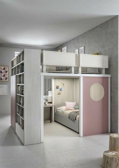 Naruto Various Soulmates X Sakura's Twin Oc - Chapter 1 - Page 4 - Wattpad Modern Teen Room, Girls Bedroom Themes, A Loft Bed, Italian Furniture Modern, Design Your Bedroom, Bedroom Furnishings, Small Room Design, Teen Room Decor