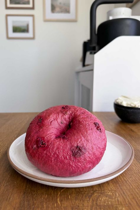 Raspberry Sourdough Bagels - Jesha's Strawberry Bagels Sourdough, Sourdough Strawberry Bagels, Strawberry Sourdough Bagels, Sourdough Jesha, Raspberry Sourdough, Strawberry Bagels, Sourdough Raspberry, Bagels Recipe Homemade, Strawberry Sourdough