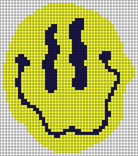 Alpha pattern #102664 variation #190256 | BraceletBook Smiley Alpha Pattern, Crochet Grid, Trippy Patterns, Face Cute, Crochet Tutorial Pattern, Crochet Motif Patterns, C2c Crochet, Crochet Tutorials, Crochet Square