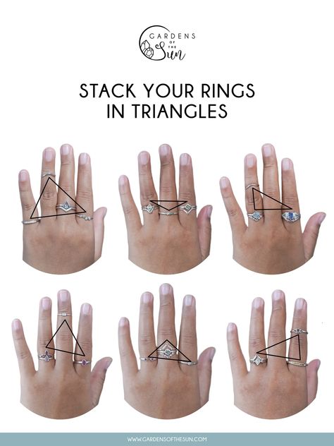 Like a good story, ring stacks are a form of art. Think of rings as different characters to write a story with. Wear and stack your rings in different ways to create entirely new looks. With so much versatility in the ring stacking game, we summarized the best tips and must-haves to build a ring stack. This quick guide will get you started. Multiple Finger Rings, Where To Put Rings On Your Fingers, Rings Multiple Fingers, Jewellery Wearing Tips, Styling Gold Rings, Rings Wearing Ideas, Styling Multiple Rings, How To Put Rings On Hand, Jewelry Matching Guide