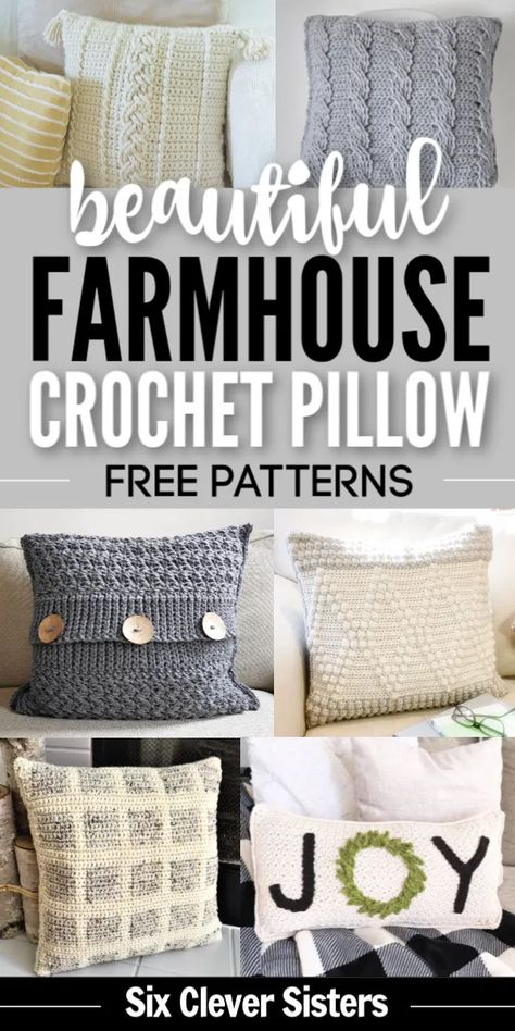 Farmhouse Crochet, Crochet Pillow Patterns Free, Crochet Cushion Pattern, Beau Crochet, Throw Pillow Pattern, Pillow Covers Pattern, Pillow Patterns, Crochet Pillow Cover, Crochet Cushion Cover