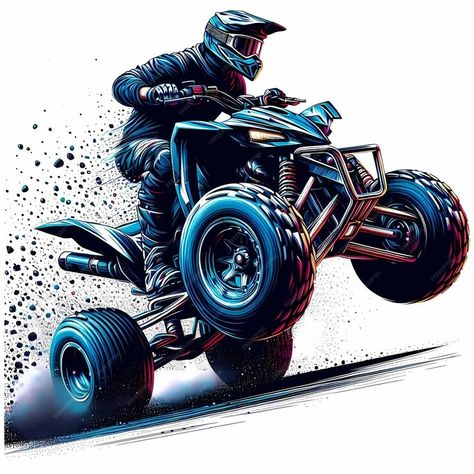 Premium Photo | Illustration of a Quad atv extreme sport racing in a dynamic high speed racing pose Quad Bike Aesthetic, Atv Logo, Bike Aesthetic, Extreme Sport, Racing Posters, Quad Bike, 4 Wheeler, Logo Psd, Classy Tattoos