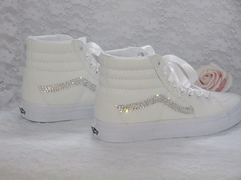 Vans Wedding, Crystal Sneakers, Bling Sneakers, Wedding Vans, Tennis Vans, Bridal Sneakers, Old Skool Vans, Tenis Vans, Wedding Converse