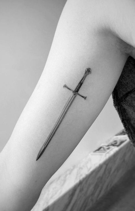 Excalibur Tattoo Design, Excalibur Tattoo Ideas, Narsil Anduril Tattoo, Anduril Tattoo Design, Narsil Tattoo Design, Anduril Tattoo, Excalibur Tattoo, European Tattoos, Narsil Tattoo