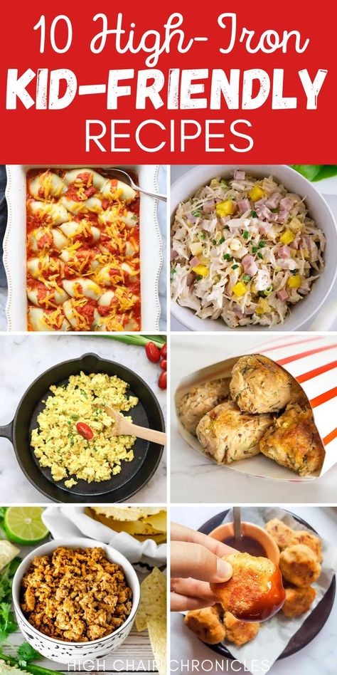 Collage of high iron foods for kids. Food With High Iron, High Iron And Fiber Meals, Anemic Diet Recipes, Meals For Low Iron, Healthy High Iron Recipes, Iron Rich Recipes Meals Dinners, Recipes With Iron Rich Foods, Meals With High Iron, Dinners High In Iron