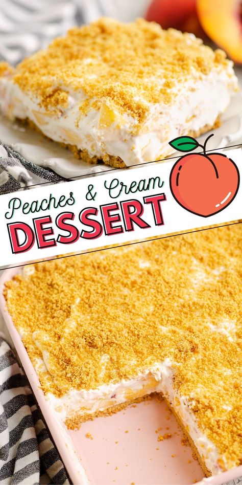 Peaches And Cream Recipe, Peaches And Cream Dessert, Peach Desserts Easy, Peaches Cream Cheese, Fresh Peach Recipes, Peach Dessert Recipes, Recipe Cookies, Cream Cheese Desserts, Peach Desserts