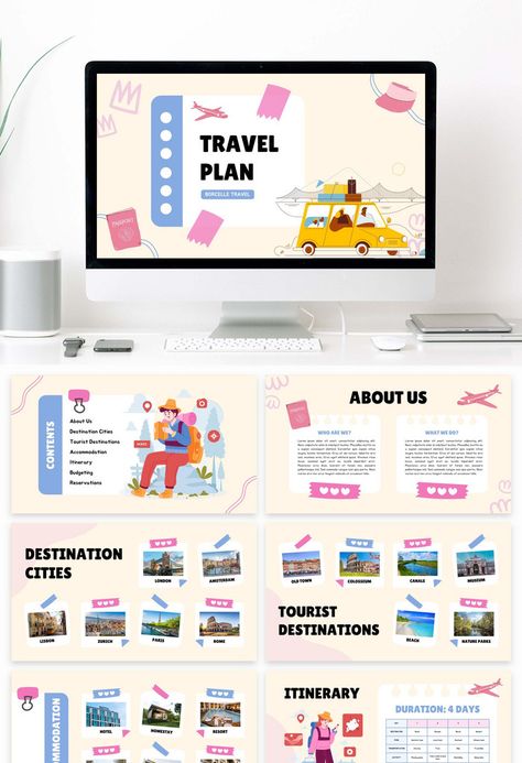 Powerpoint Presentation On Travel Theme Blue#pikbest#PowerPoint Blue Powerpoint Template, Travel Powerpoint, Travel Guide Book Design, Travel Presentation, Trip Planning Template, Computer Project, Free Business Logo, Presentation Slides Design, Computer Projects