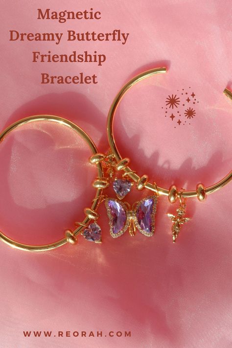 In Reorah Collection we love to design our jewelries with friendship sembols because it is a constant reminder of the loving bond friends share. #aesthetic #tiktok #instagram #pinterest #trendy #jewelry #jewelrytrends #reorah #friendship #silverjewellery #butterflybracelet #braceletoftheday #friendshipjewellery #bffbracelet #pinterestinspired #pinterestgirl #pinterestaesthetic #butterflyfriendshipmagneticbarcelet #friendshipbracelet #butterfly #pink #princessbracelets #vintage #silver Butterfly Friendship Bracelet, Share Aesthetic, Dreamy Butterfly, Bff Bracelets, Friendship Jewelry, Aesthetic Tiktok, Butterfly Bracelet, Pinterest Girls, Trendy Jewelry