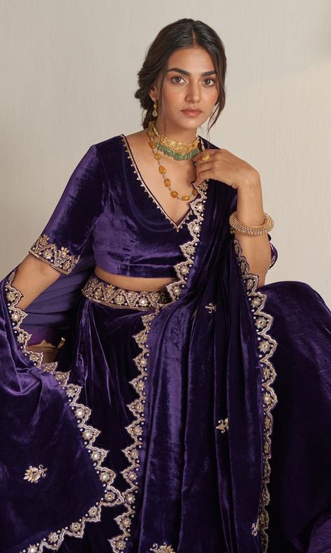 Velvet Lehangas, Velvet Lehnga Designs Latest, Velvet Chaniya Choli, Velvet Lehenga Designs, Ap Designs, Lehenga Belt, Lehenga Silk, Velvet Blouse Design, Velvet Outfit